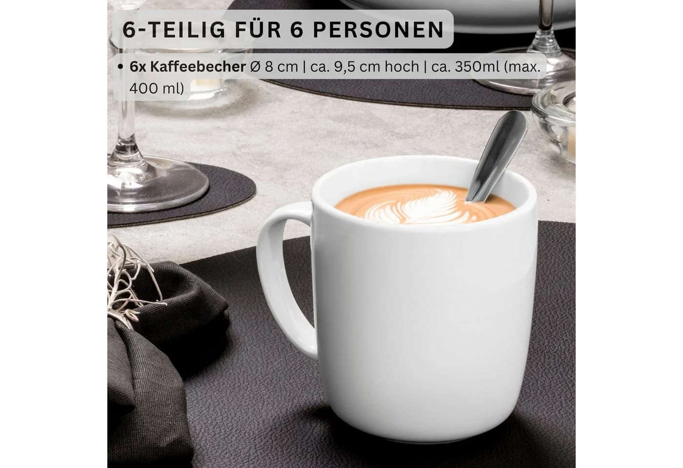 SÄNGER Becher Set Marlo 6-tlg. Weiß Porzellan