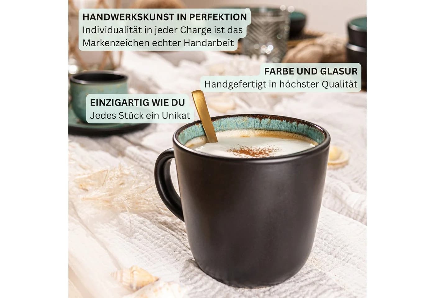 SÄNGER Tafelservice Fiji Geschirrset Grün Schwarz 30-tlg Steingut - Bild 5
