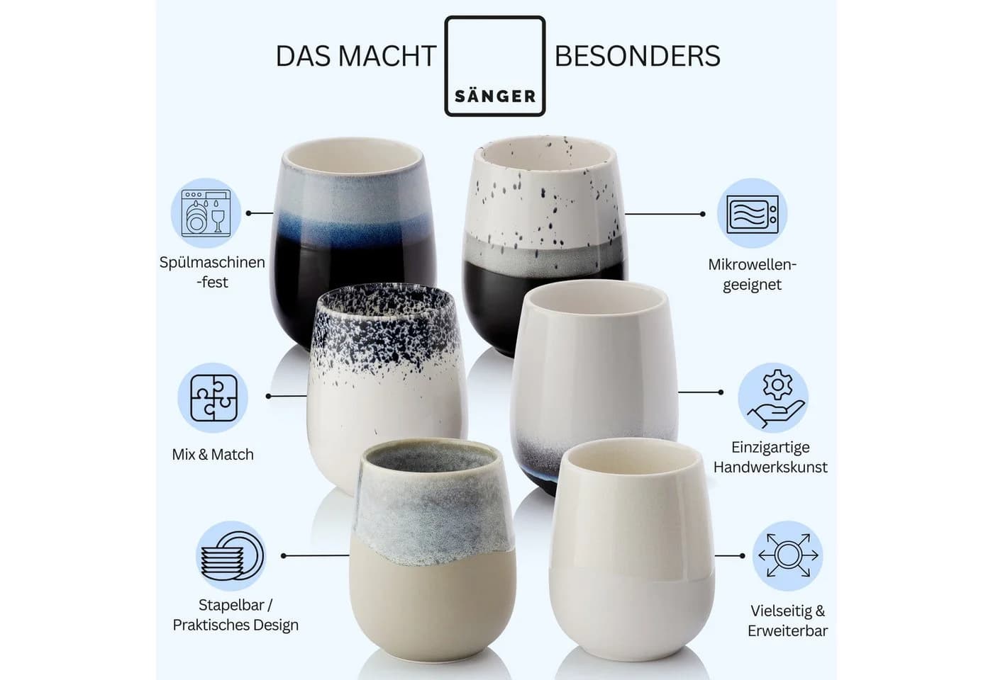 SÄNGER Tasse Siena 6-tlg. Espressobecher Steingut Mehrfarbig - Bild 4