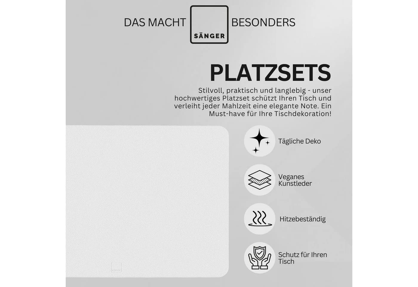 SÄNGER Platzset Kunstleder Schwarz-Weiß 44,5x30cm - Bild 4