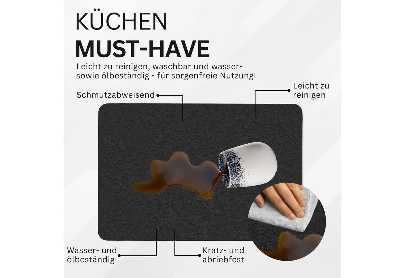 SÄNGER Platzset Kunstleder Schwarz-Weiß 44,5x30cm - Bild 5