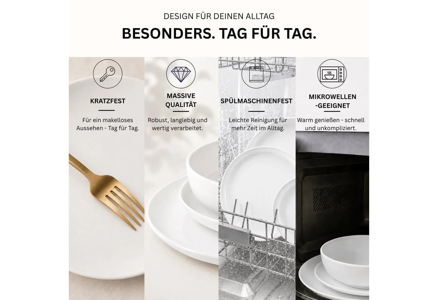 SÄNGER Tafelservice Marlo Geschirrset 30-tlg. Weiß Porzellan Modern - Bild 3