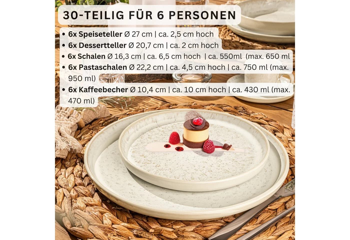 SÄNGER Tafelservice Key West 30-tlg. Beige Steingut