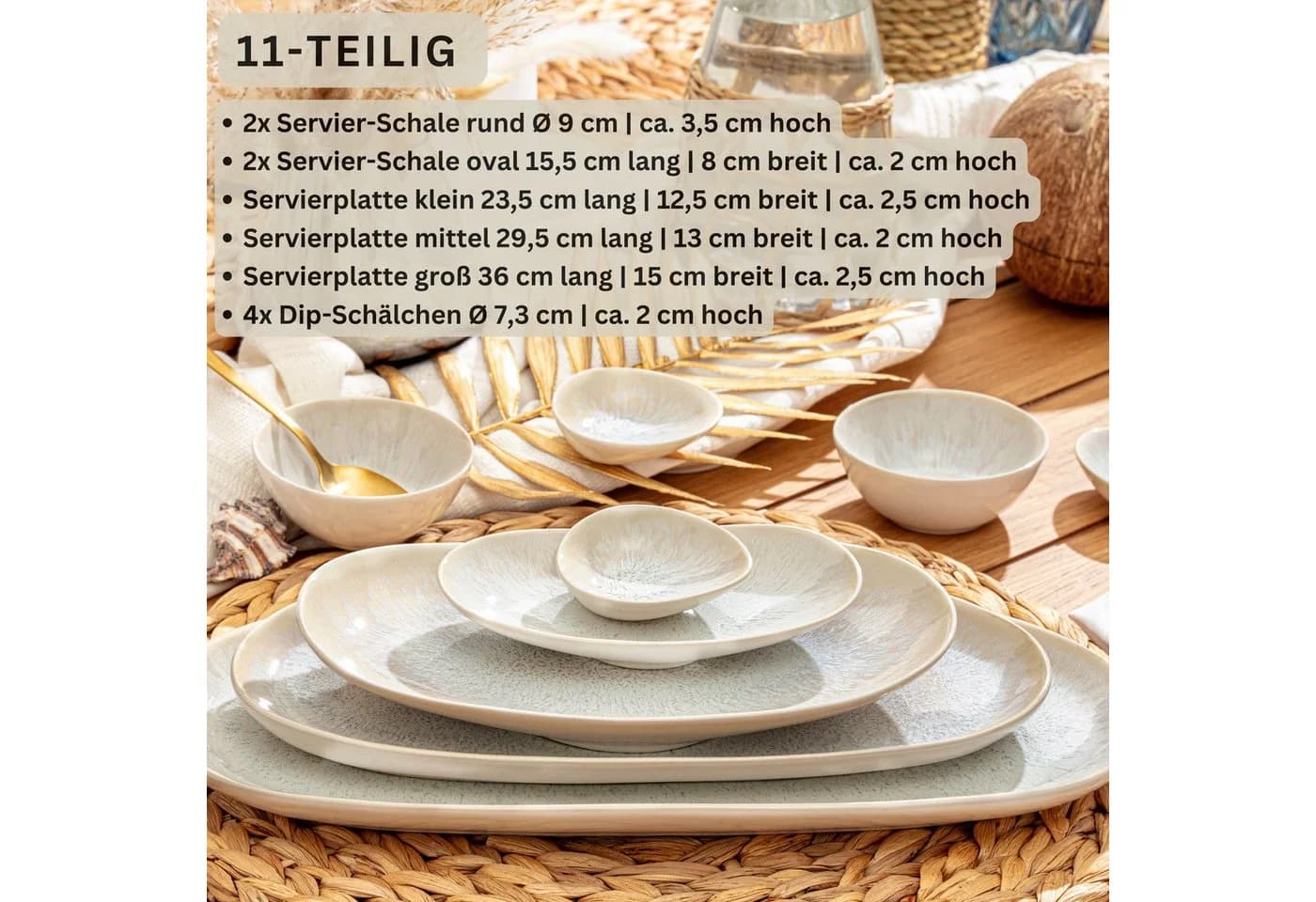 SÄNGER Geschirr-Set Korfu 11-tlg. Steingut Beige