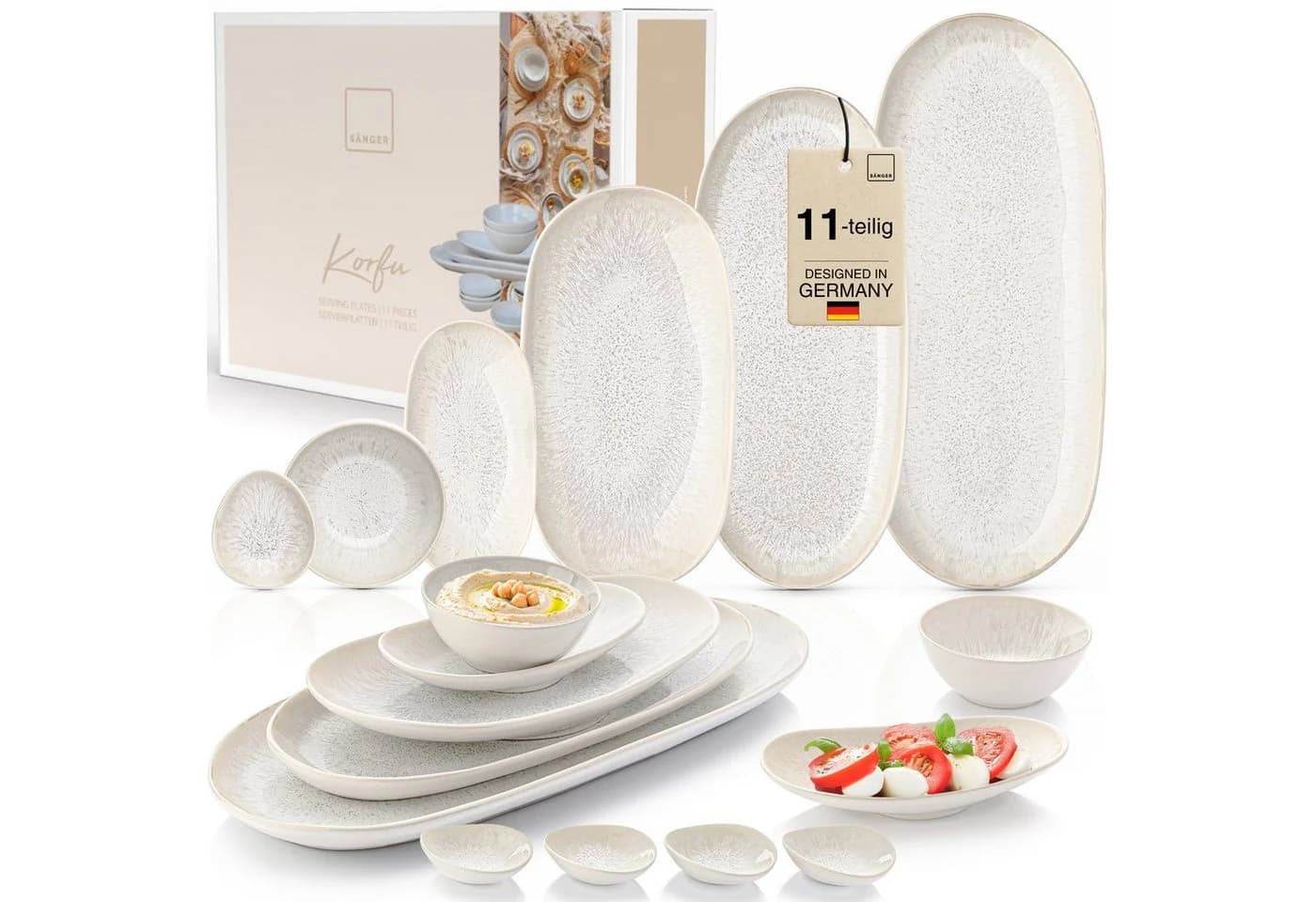 SÄNGER Geschirr-Set Korfu 11-tlg. Steingut Beige - Bild 2