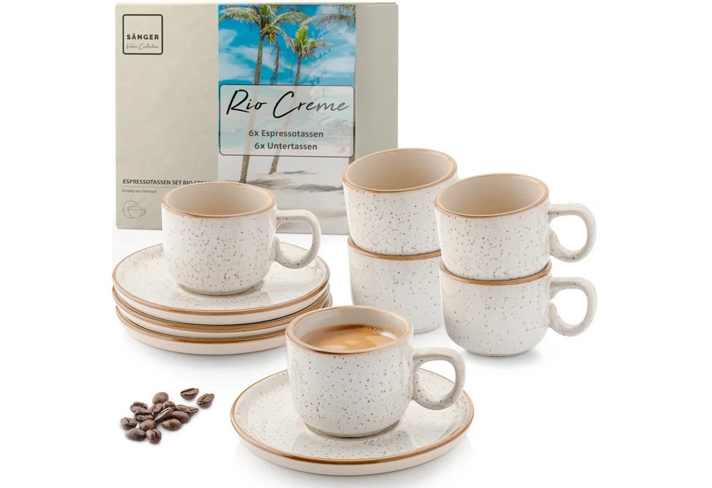 SÄNGER Espressotassen Set 12-tlg. Rio Steingut Beige - Bild 2