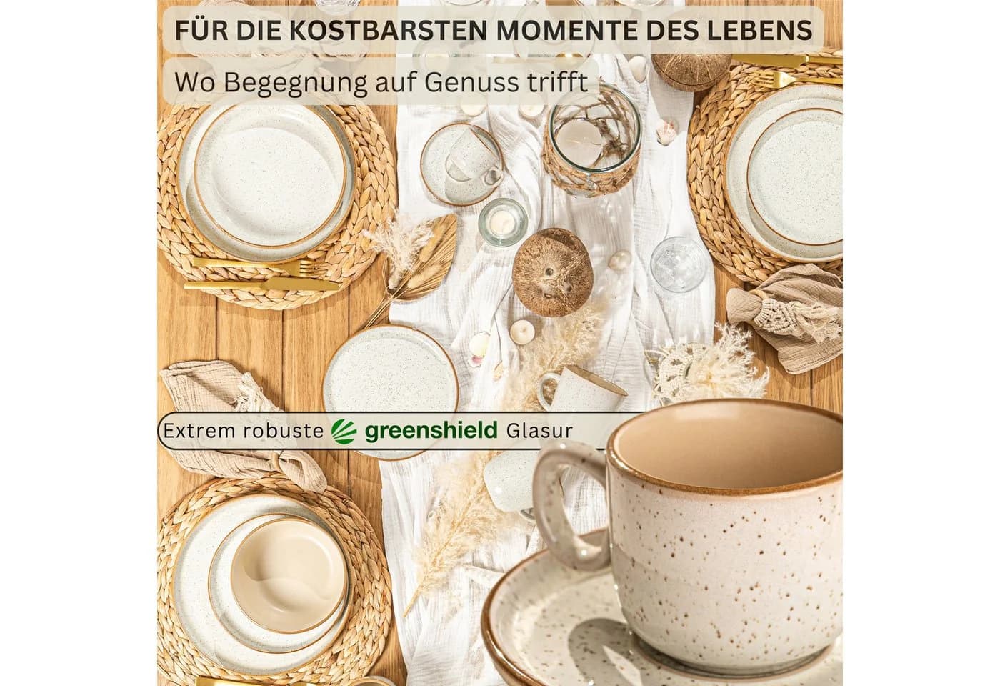 SÄNGER Espressotassen Set 12-tlg. Rio Steingut Beige - Bild 3