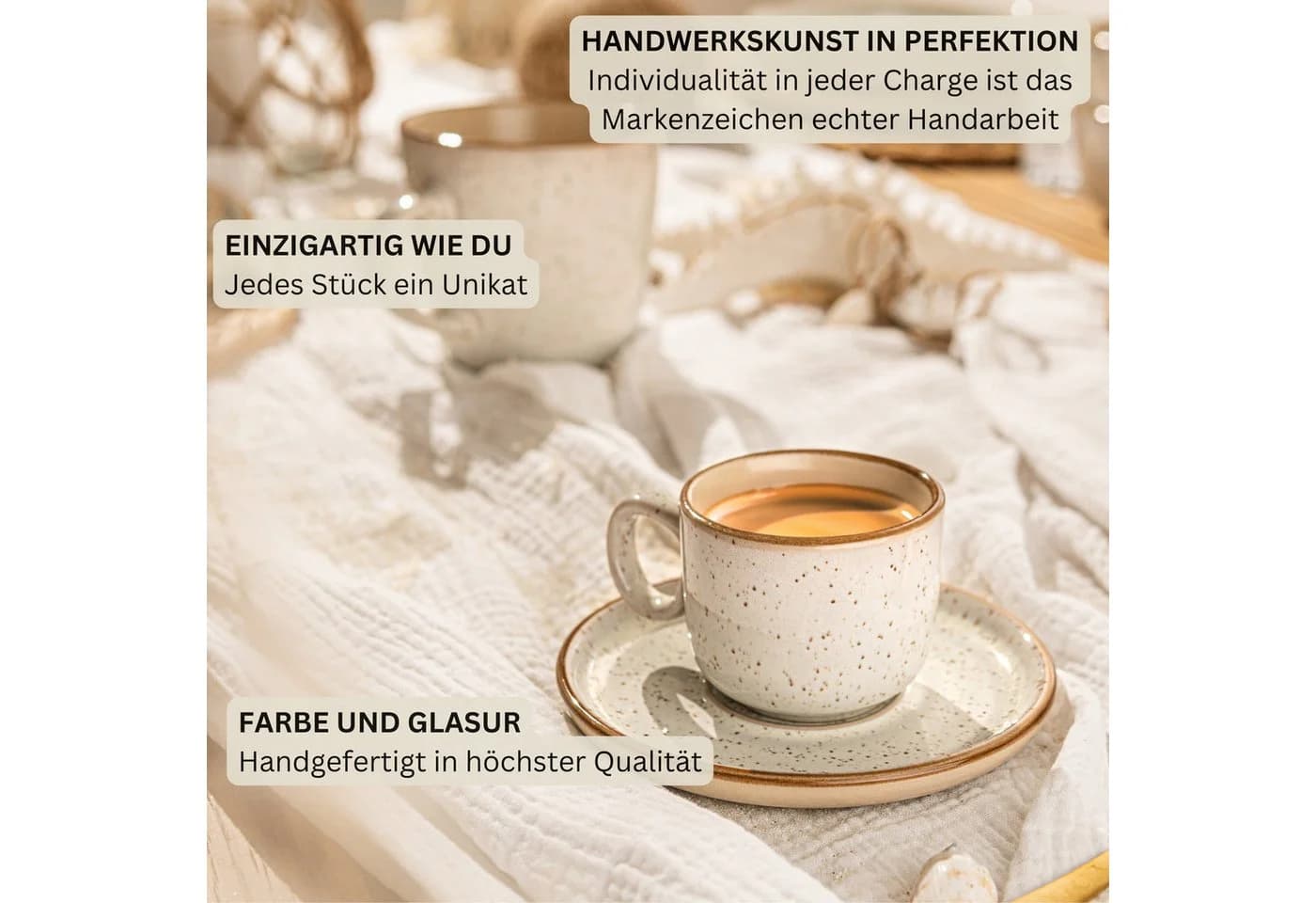 SÄNGER Espressotassen Set 12-tlg. Rio Steingut Beige - Bild 5