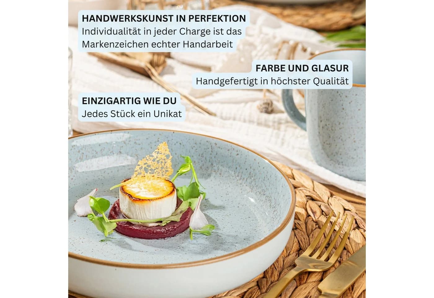 SÄNGER Tafelservice Rio 24-tlg. Blau Steingut Geschirrset - Bild 5
