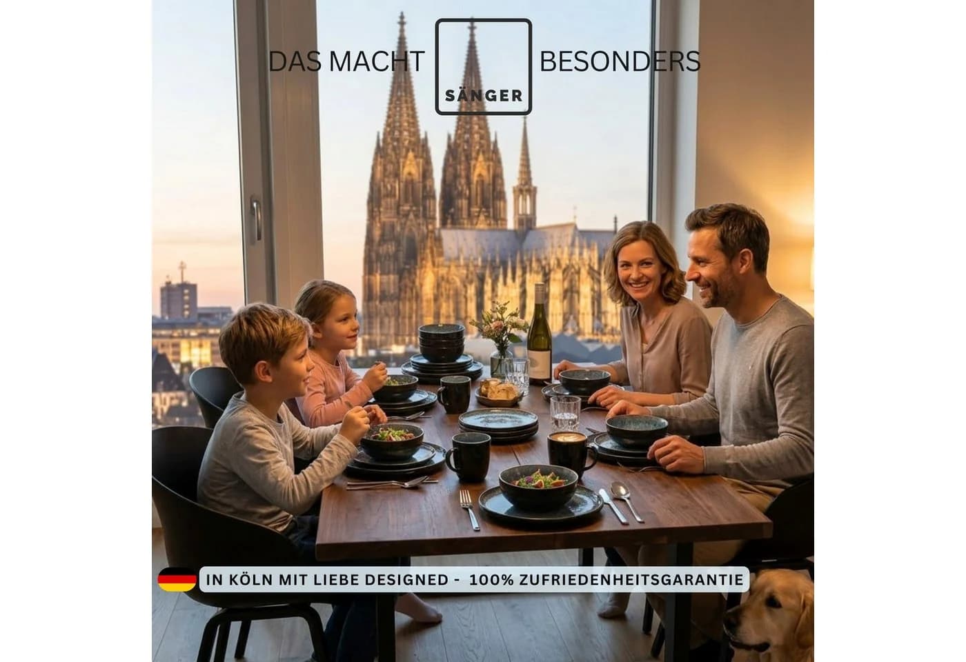 SÄNGER Tafelservice Manila 30-tlg. Geschirrset Steingut Blau-Schwarz - Bild 5