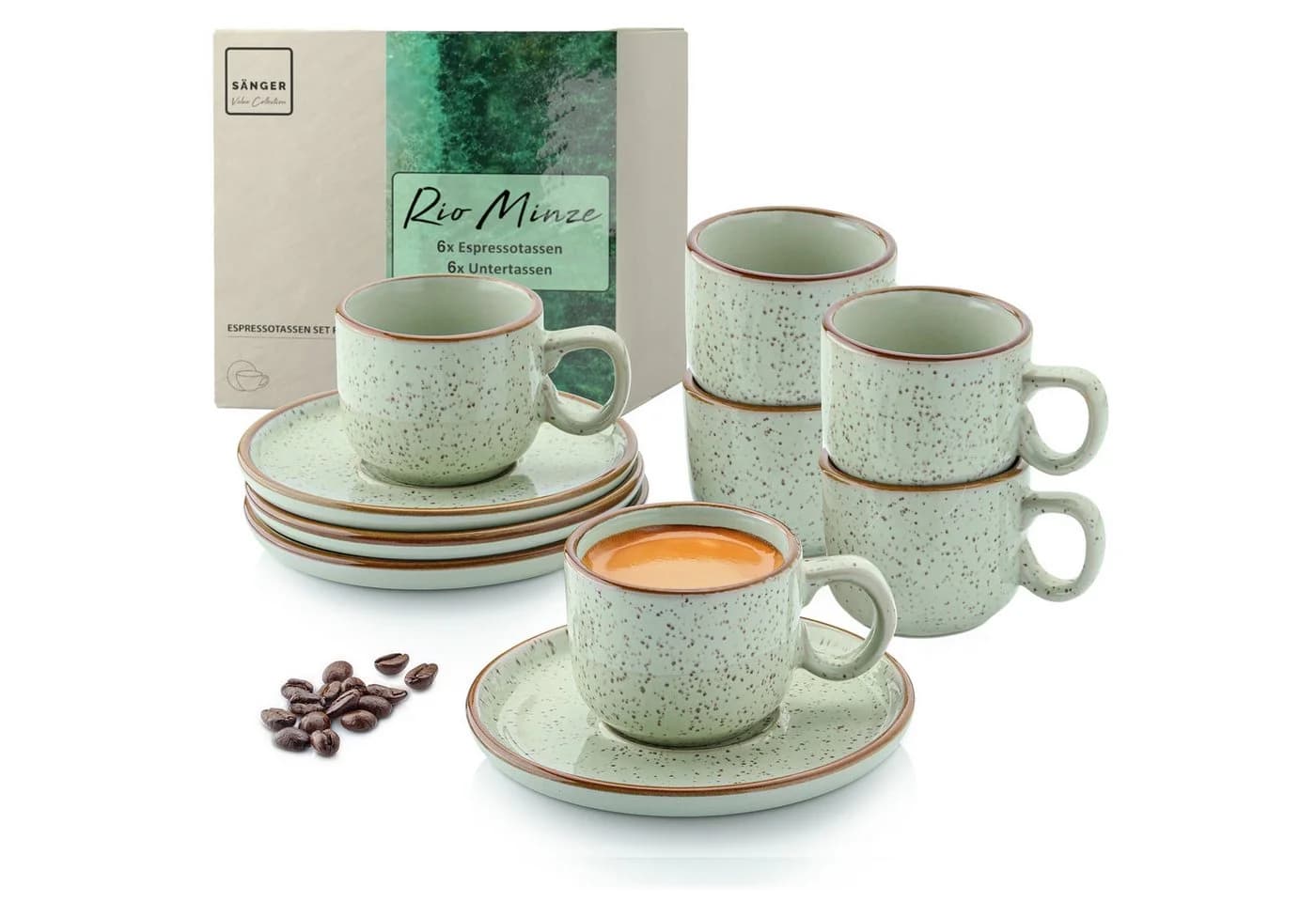 SÄNGER Espressotassen Set 12-tlg. Rio Minze Grün Steingut - Bild 2
