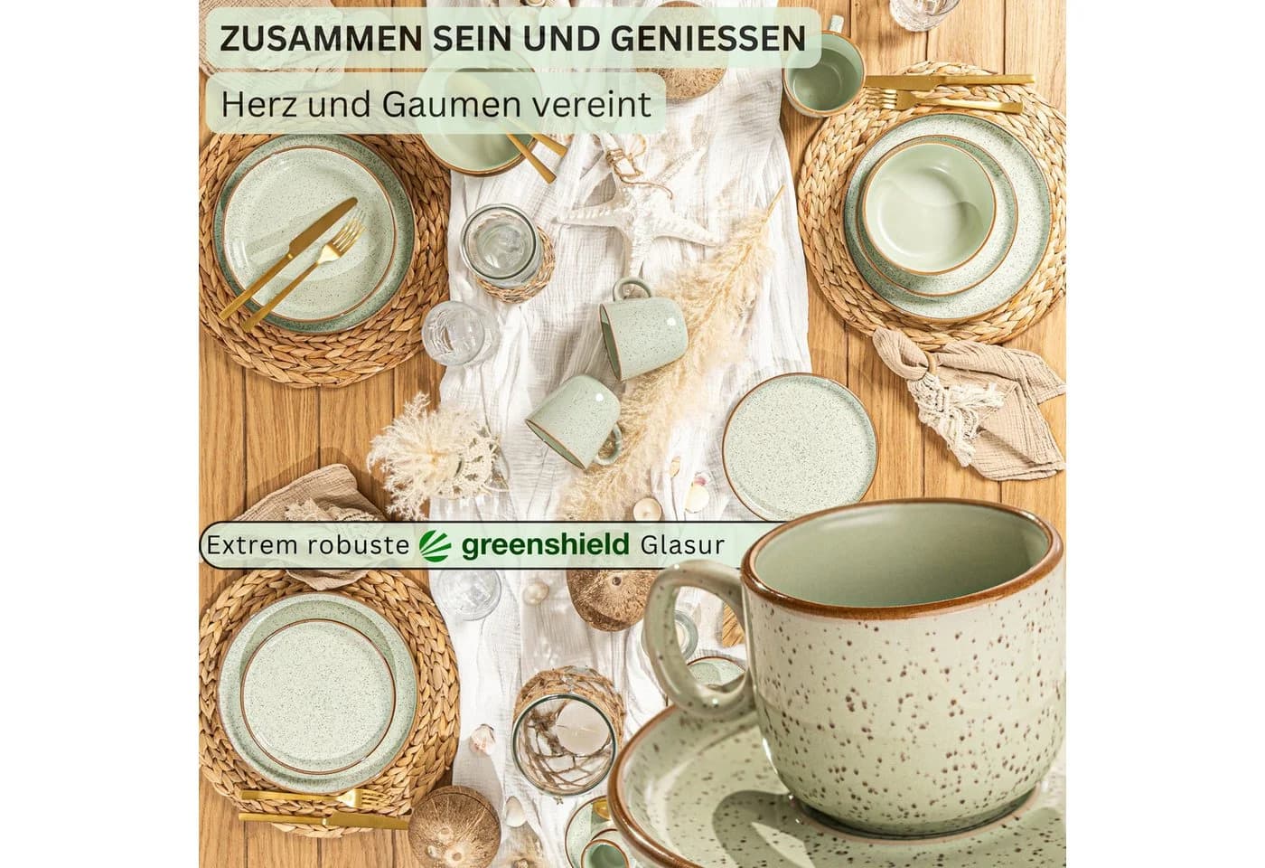 SÄNGER Espressotassen Set 12-tlg. Rio Minze Grün Steingut - Bild 3