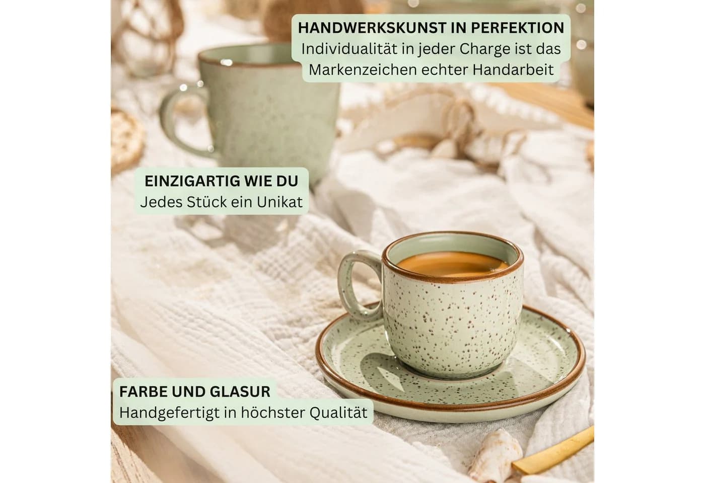 SÄNGER Espressotassen Set 12-tlg. Rio Minze Grün Steingut - Bild 5