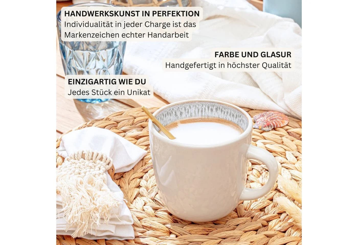 SÄNGER Tafelservice Kreta Geschirrset 30-tlg. Steingut Creme-Blau - Bild 5