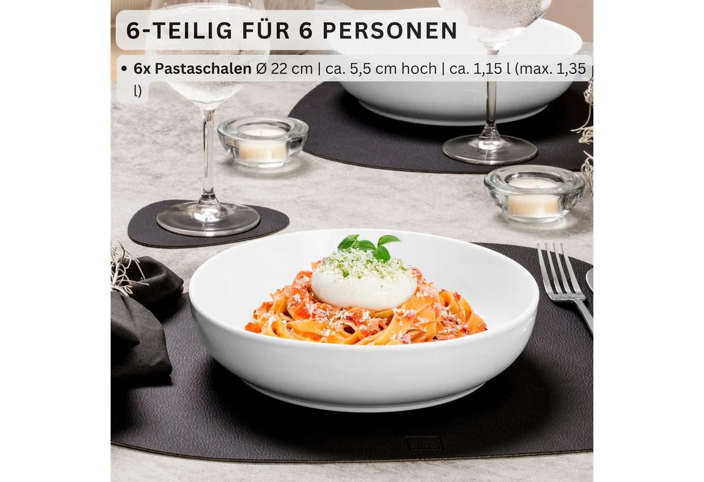 SÄNGER Pastaschalen 6er-Set Weiß Porzellan Marlo
