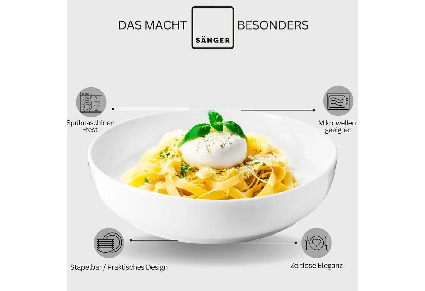 SÄNGER Pastaschalen 6er-Set Weiß Porzellan Marlo - Bild 4