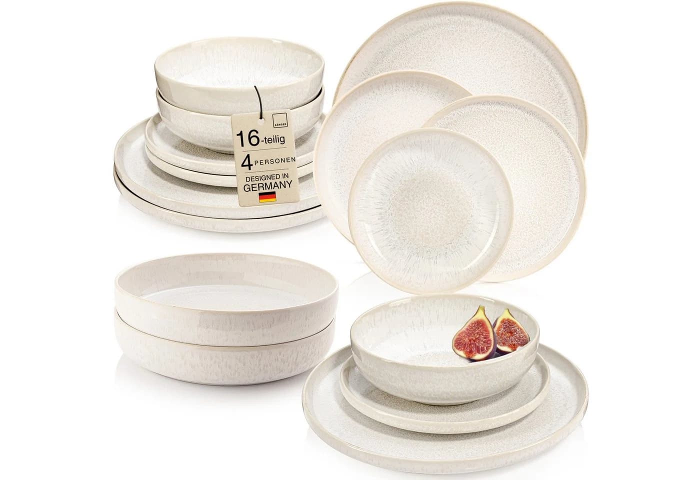 SÄNGER Geschirr-Set Korfu 16-tlg. Beige Steingut - Bild 2
