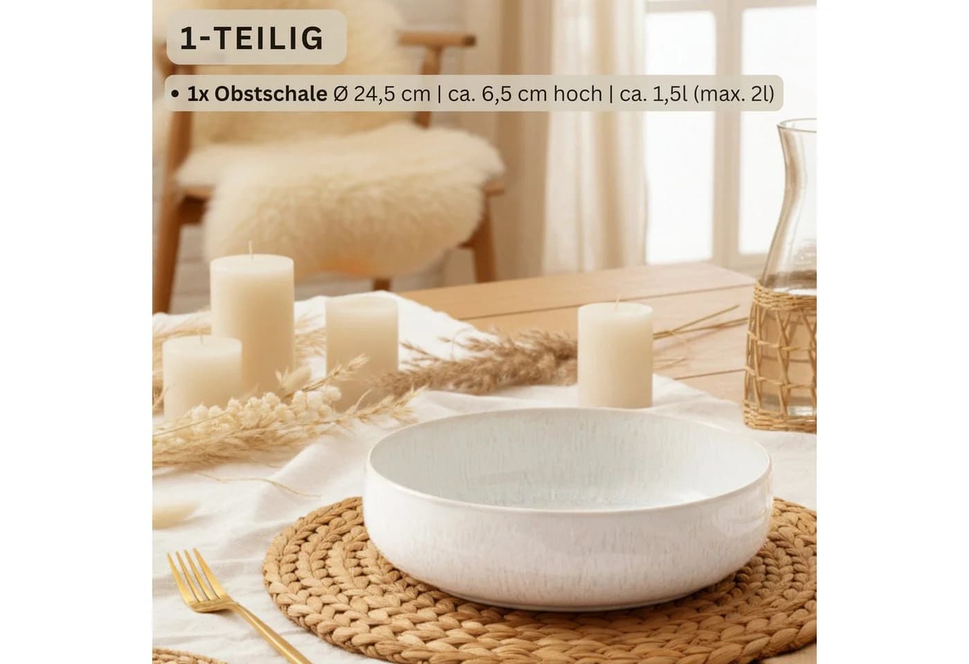 SÄNGER Servierschale Korfu Steingut Creme Beige Handmade