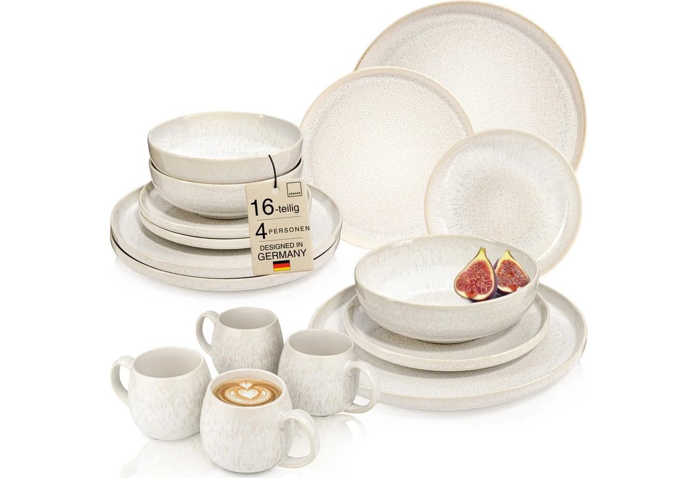 SÄNGER Geschirr-Set Korfu 16-tlg. Steingut Beige - Bild 2