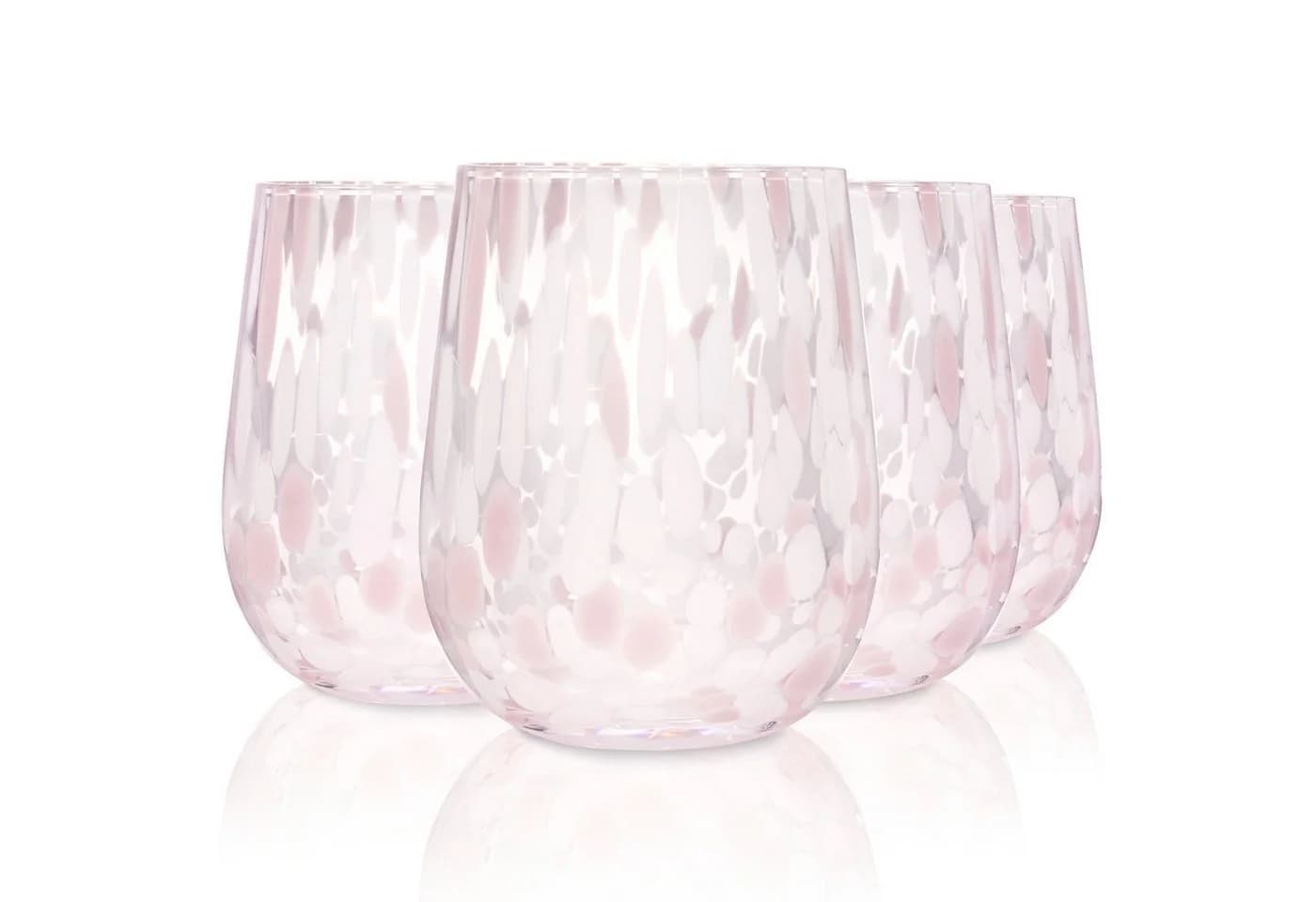 SÄNGER Gläser-Set Curacao 4-tlg. Glas mit Punkten Weiß Rosa - Bild 2