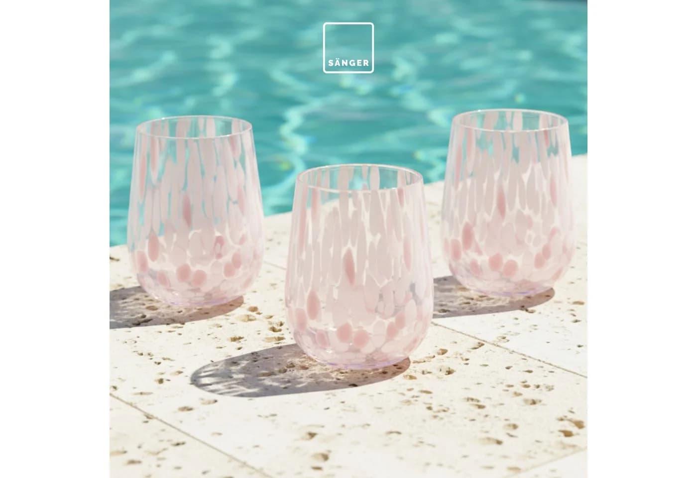 SÄNGER Gläser-Set Curacao 4-tlg. Glas mit Punkten Weiß Rosa - Bild 5