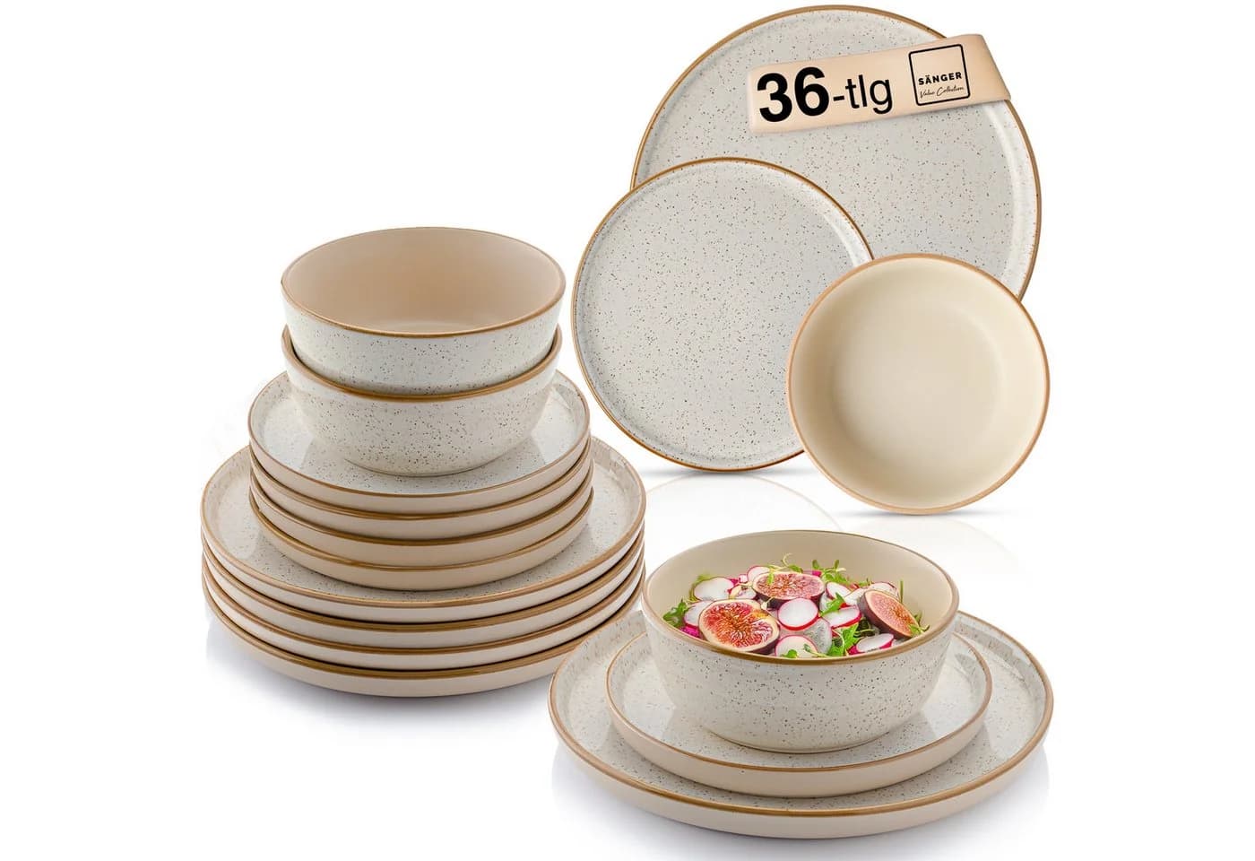 SÄNGER Tafelservice Rio 36-tlg. Steingut Beige - Bild 2