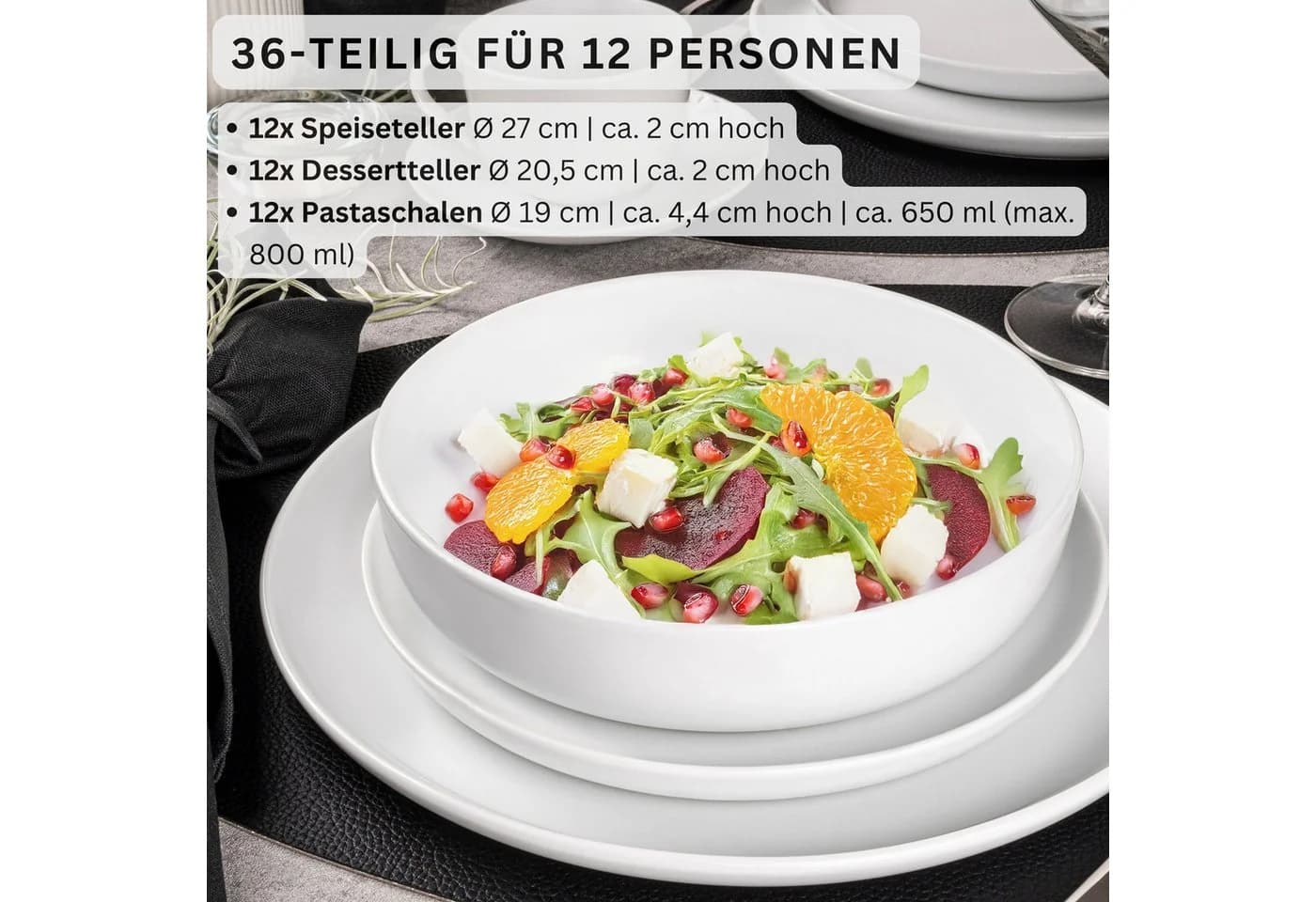 SÄNGER Tafelservice Marlo 36-tlg. Geschirrset Weiß Porzellan