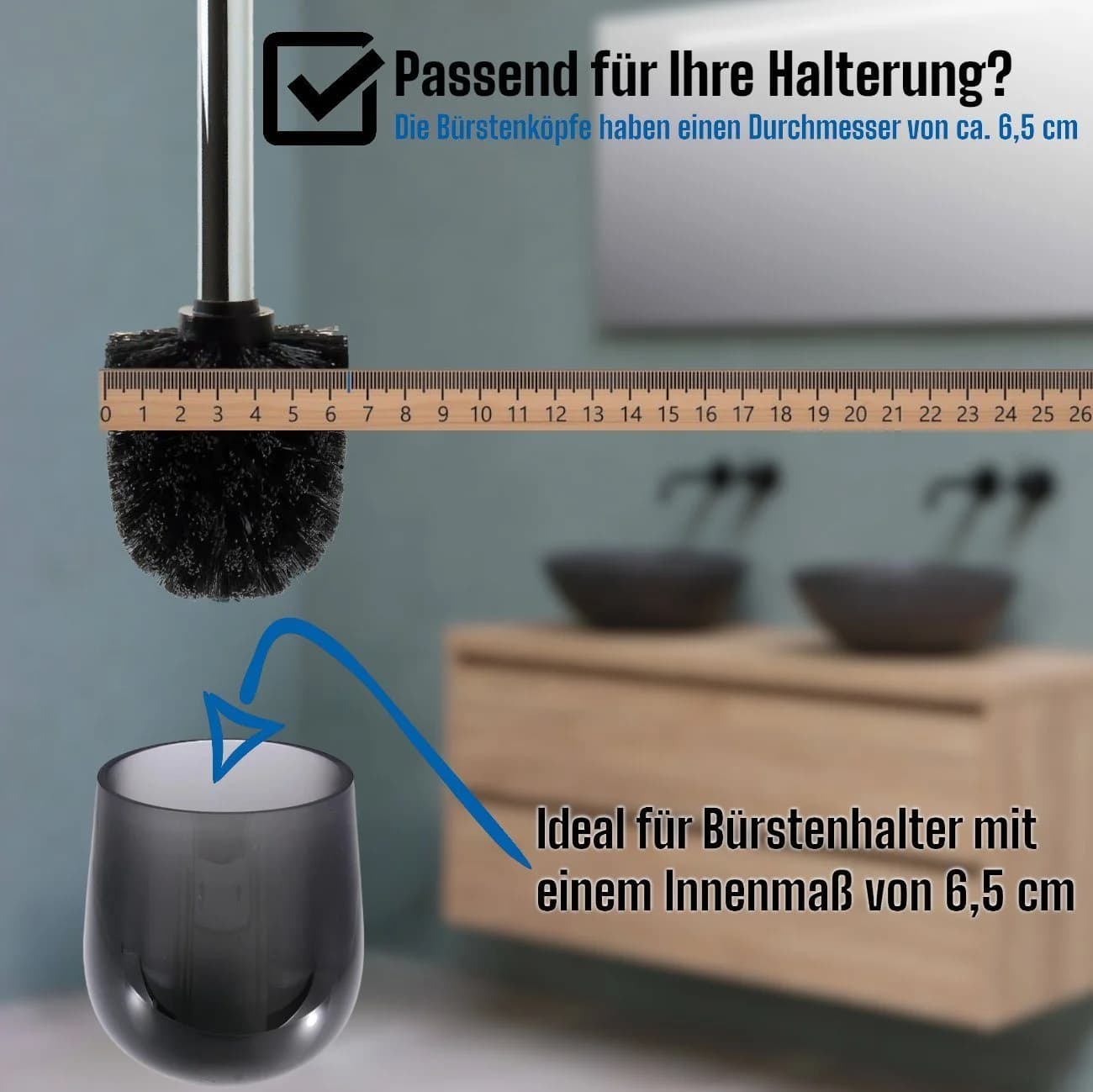 Daloual WC-Reinigungsbürste Edelstahl Schwarz 4-tlg. Ersatzbürstenköpfe
