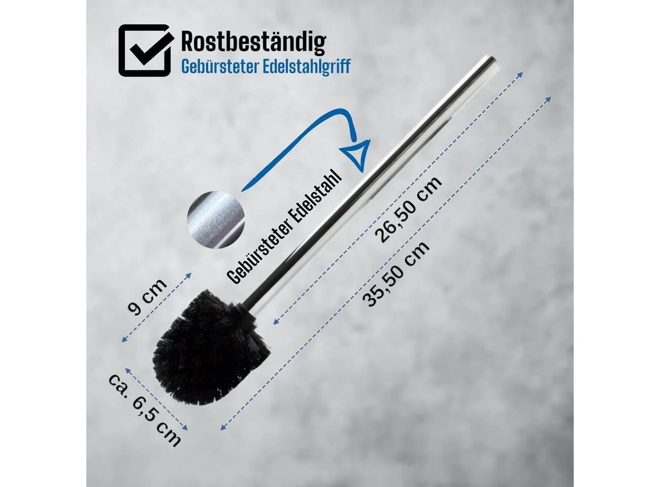 Daloual WC-Reinigungsbürste Edelstahl Schwarz 4-tlg. Ersatzbürstenköpfe - Bild 3