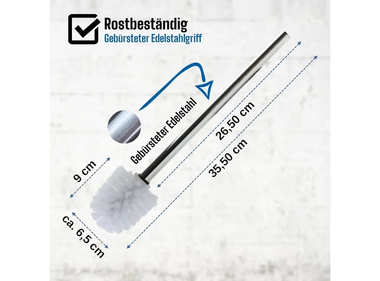 Daloual WC-Reinigungsbürste Edelstahlgriff 12-tlg. Ersatzbürstenköpfe Weiß - Bild 3
