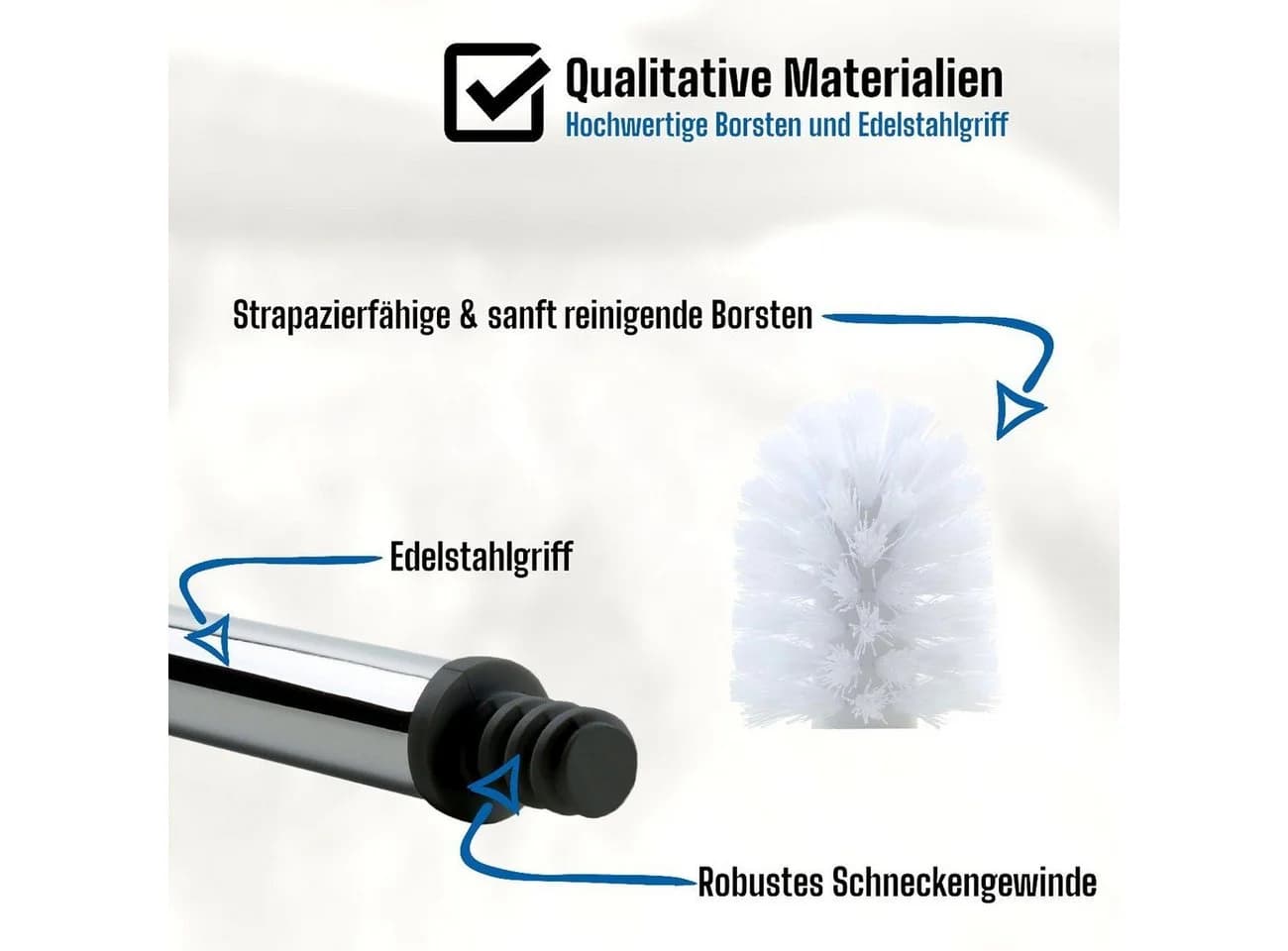 Daloual WC-Reinigungsbürste Edelstahlgriff 12-tlg. Ersatzbürstenköpfe Weiß - Bild 5