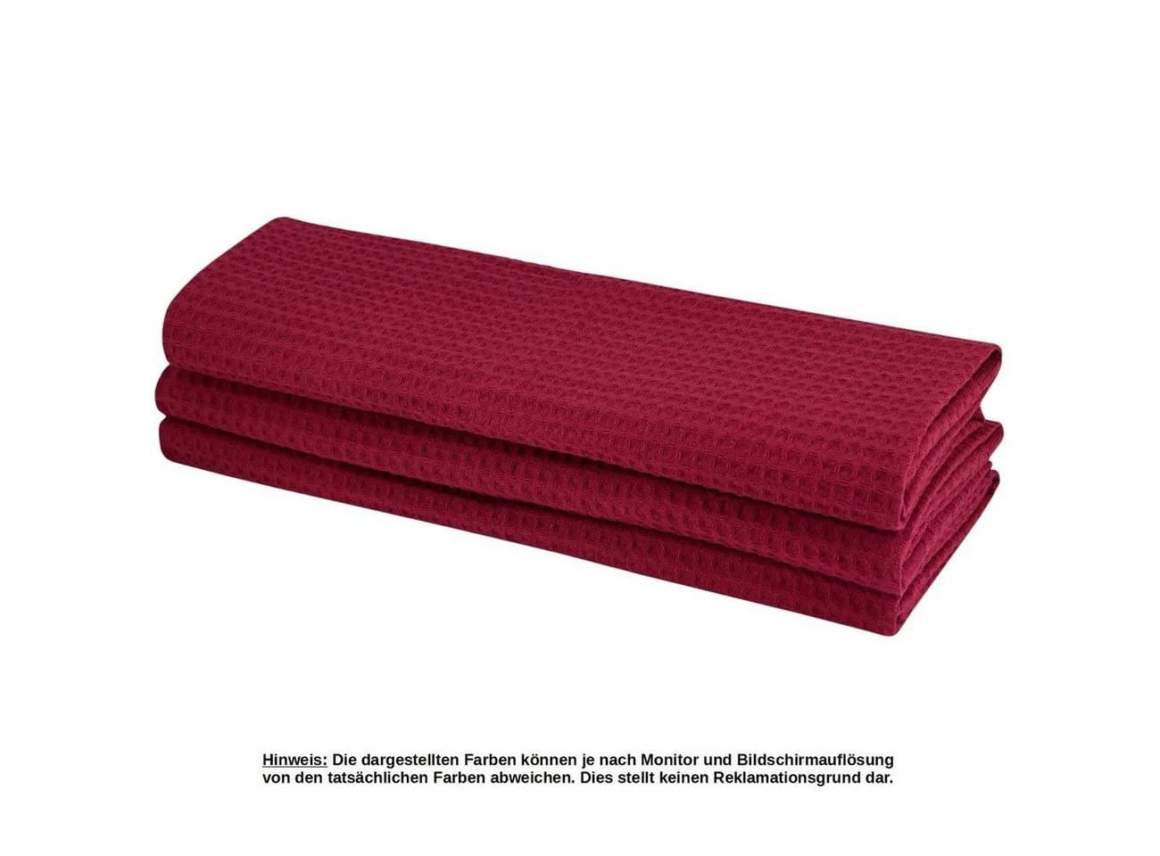 Engelland Geschirrtuch Set 3-tlg. Waffelpiqué 100 % Baumwolle Rot
