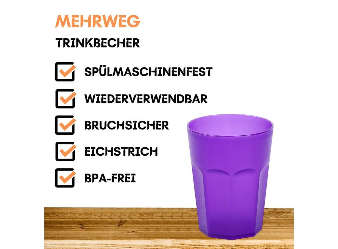 Engelland Mehrwegbecher 10-tlg. Neon Violett Kunststoff BPA-frei