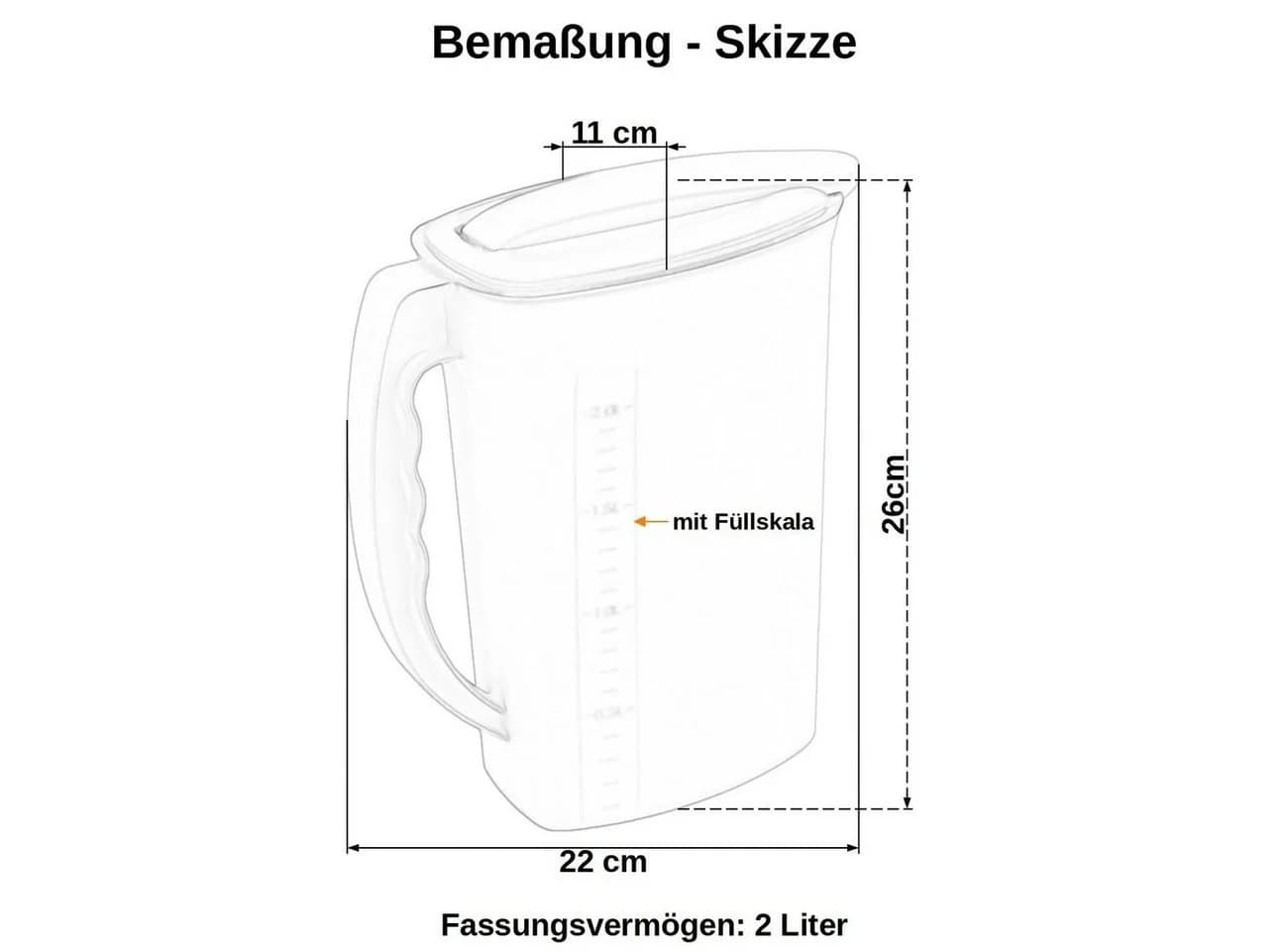 Engelland Wasserkrug 2L mit Füllskala & Deckel - Bild 4