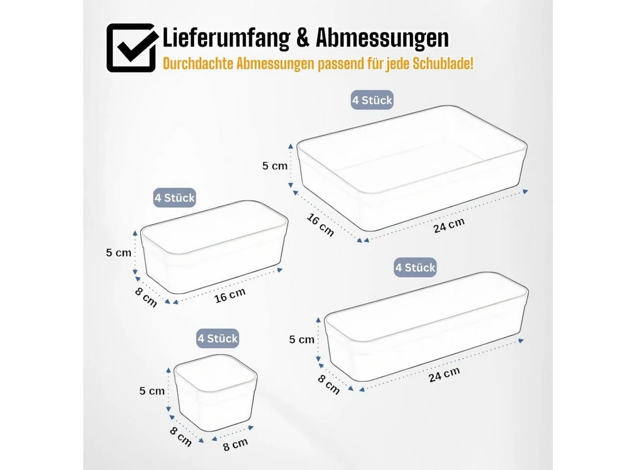 Engelland Schubladen-Organizer Set 16-tlg. BPA-frei Bunt Modern - Bild 4