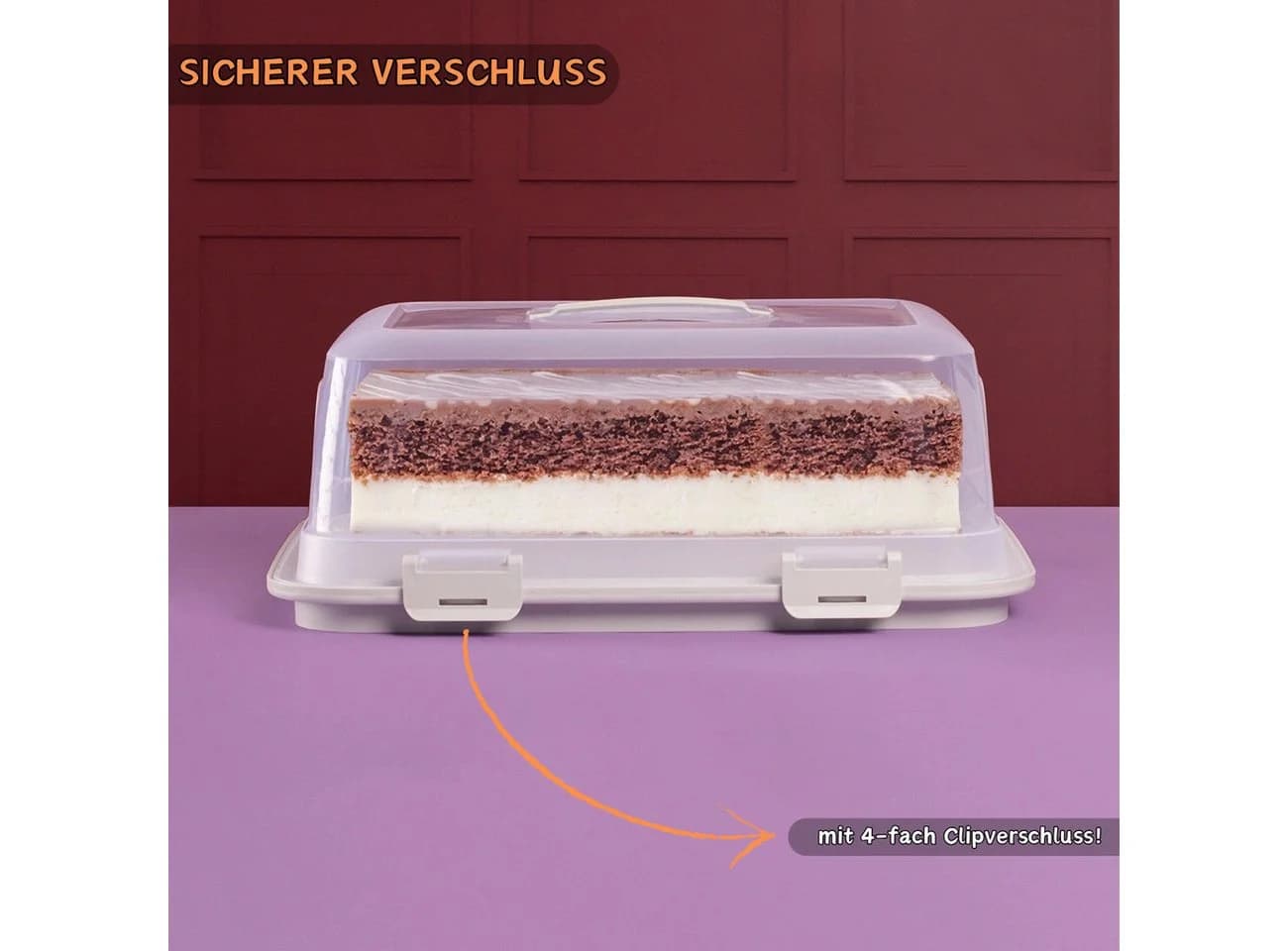 Engelland Kuchentransportbox mit Griff und Klick-Verschluss