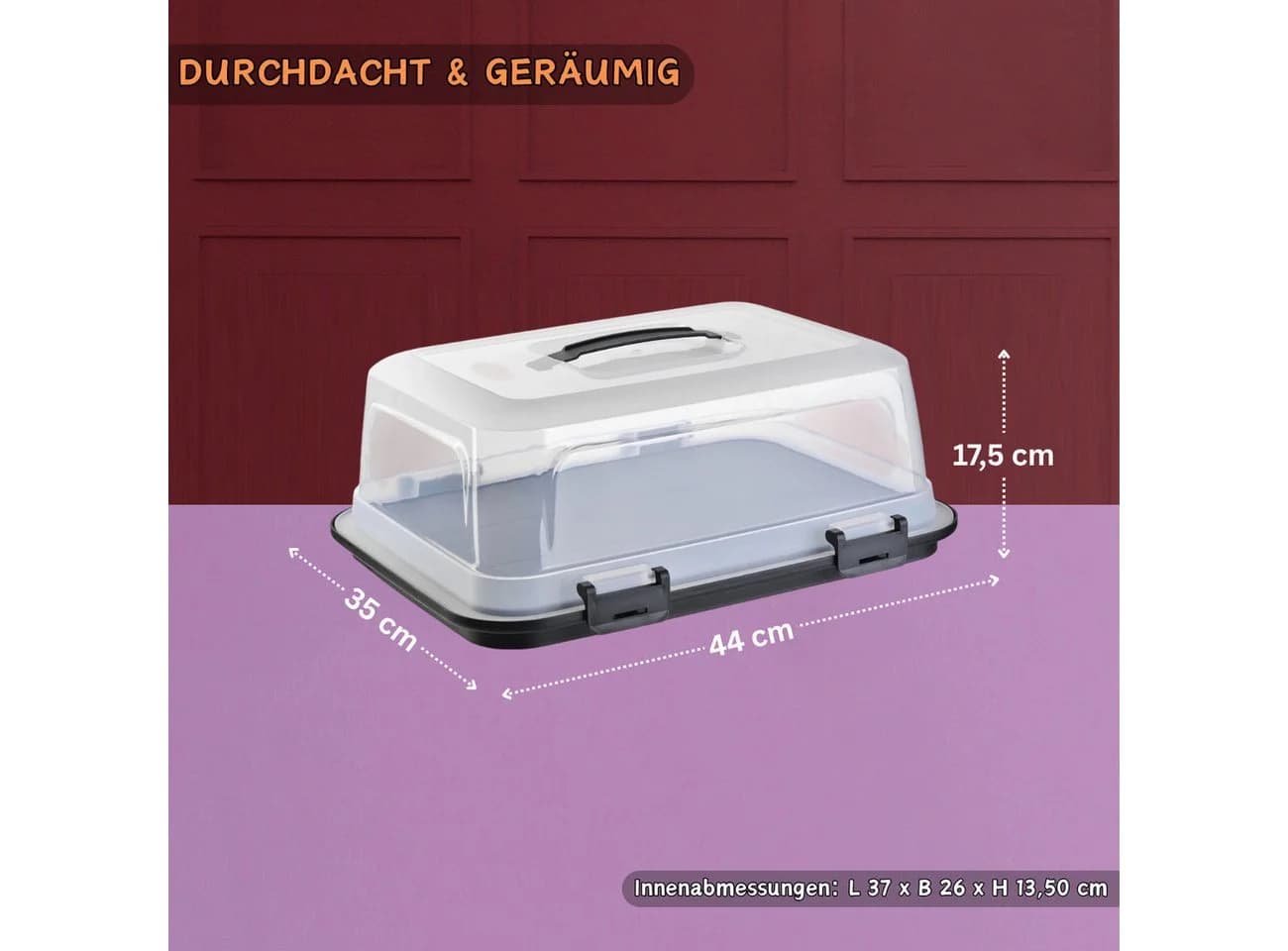 Engelland Kuchentransportbox mit Griff und Klick-Verschluss - Bild 5