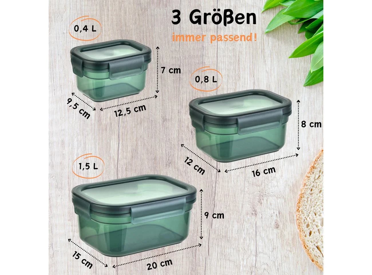 Engelland Frischhaltedosen 3er Set BPA-frei Stapelbar - Bild 4