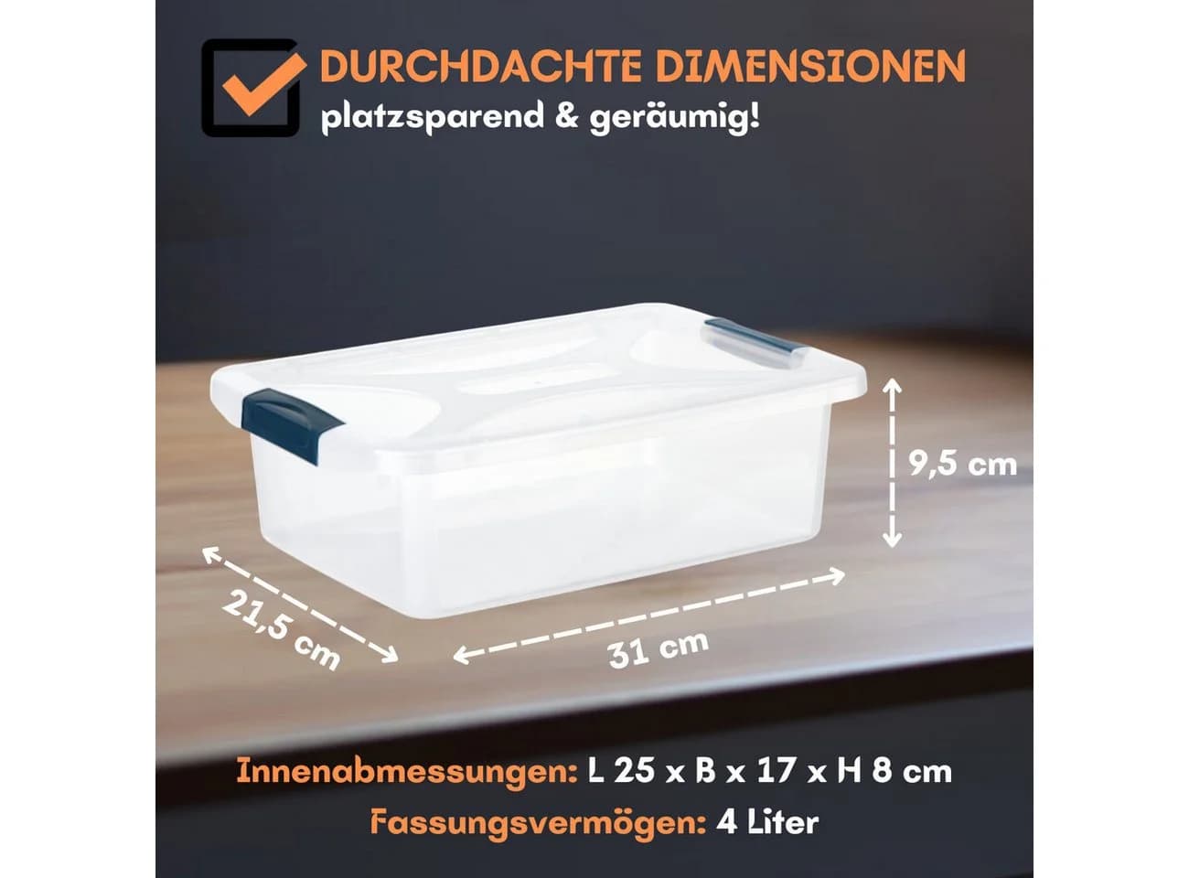 Engelland Aufbewahrungsbox Plastikbox mit Deckel und Verschluss-Clips - Bild 4