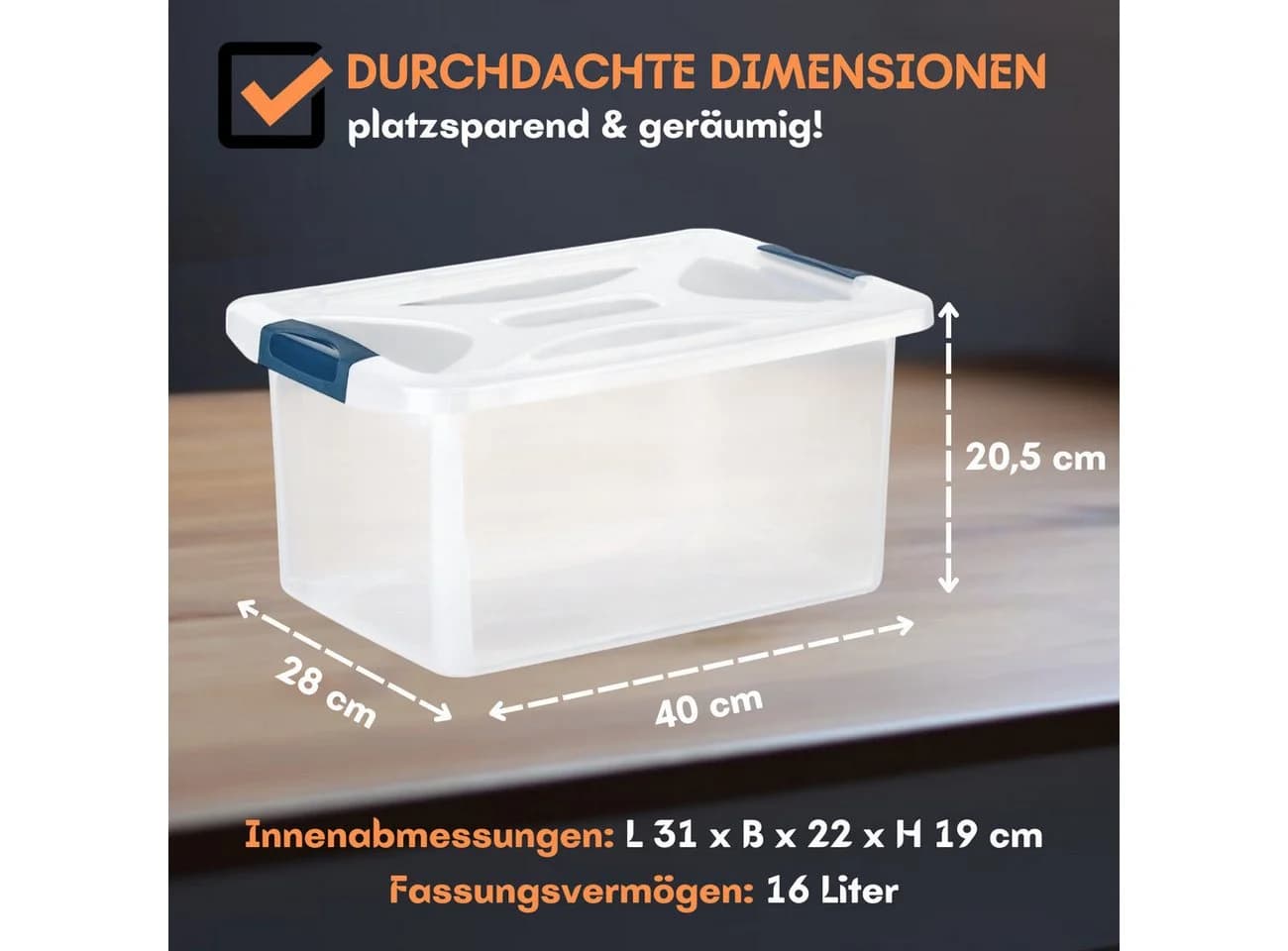 Engelland Aufbewahrungsbox Transparent mit Deckel und Verschluss-Clips - Bild 4