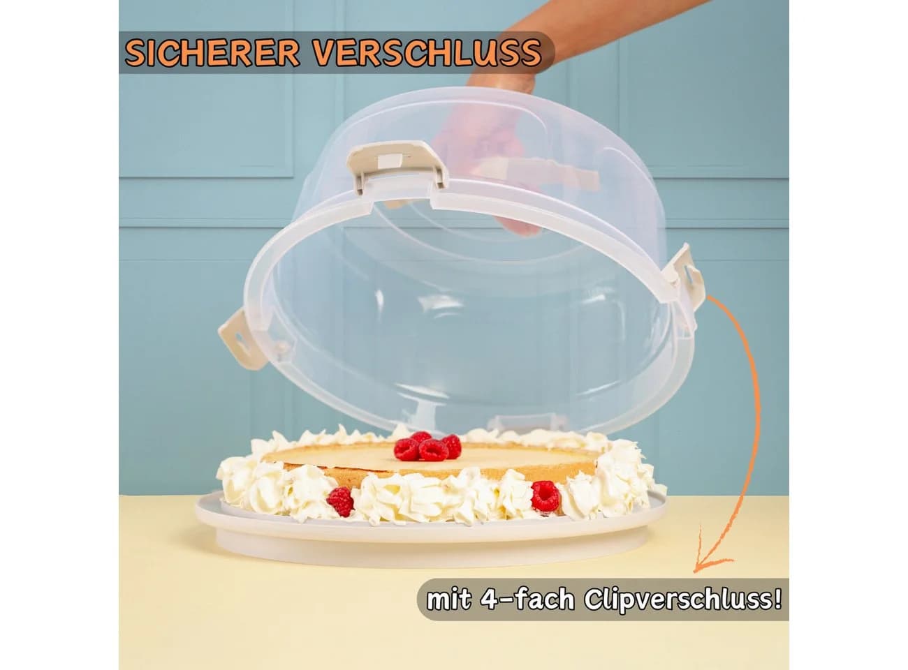 Engelland Kuchentransportbox Rund mit Griff und Klickverschluss
