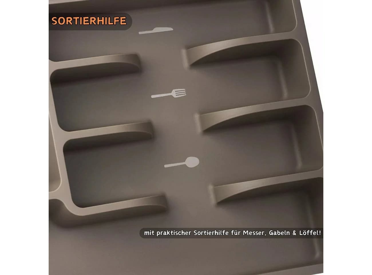 Engelland Ausziehbarer Besteckkasten Grau 8 Fächer Kunststoff - Bild 5