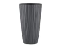 Engelland Blumentopf Pflanztopf mit herausnehmbarem Einsatz & Bewässerungssystem, Wasserspeicher, Rillenoptik, hoch, rund, modern, UV-resistent Bild 2