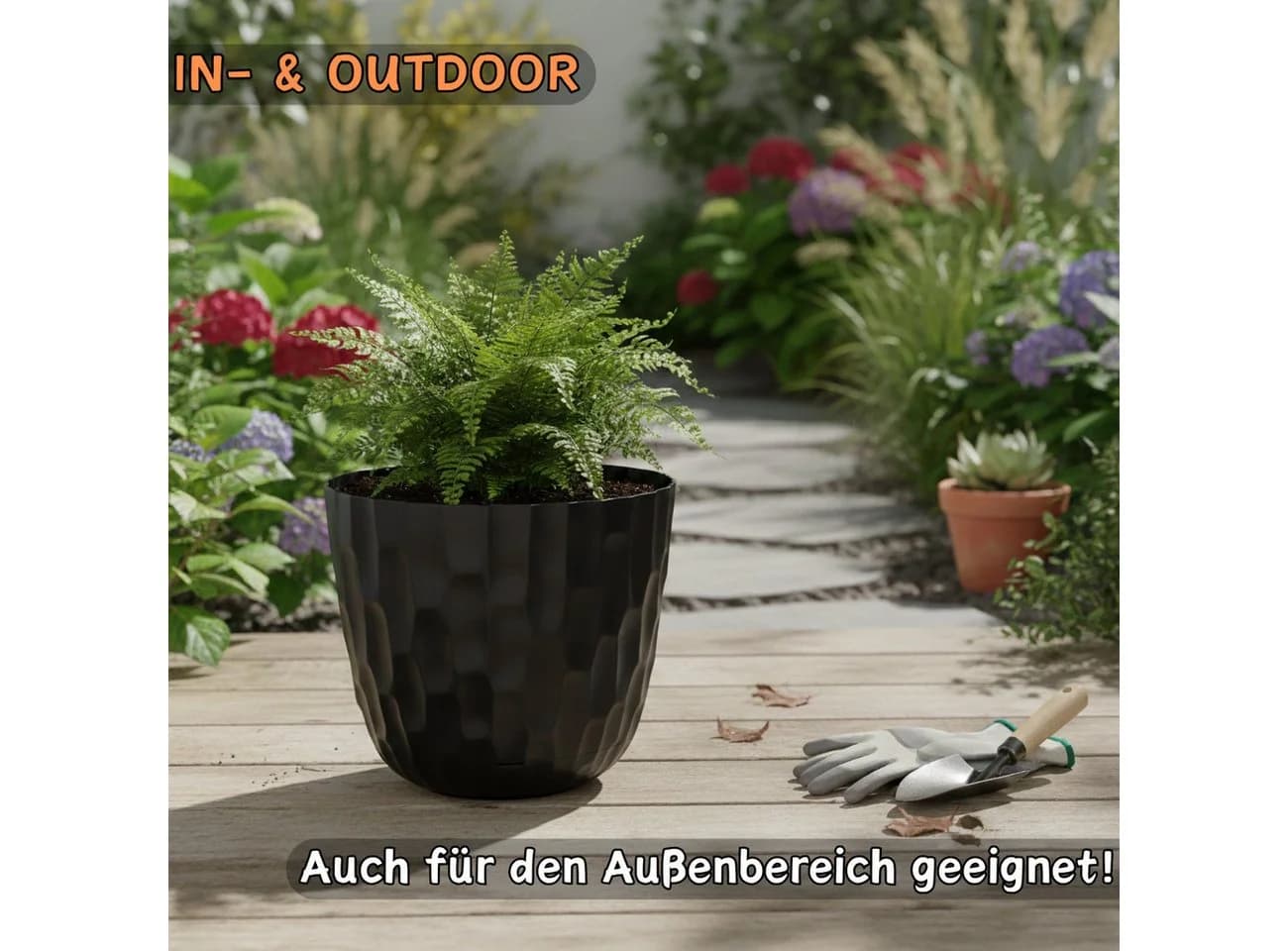 Engelland Blumentopf Hammerschlag-Optik mit Bewässerungssystem - Bild 5