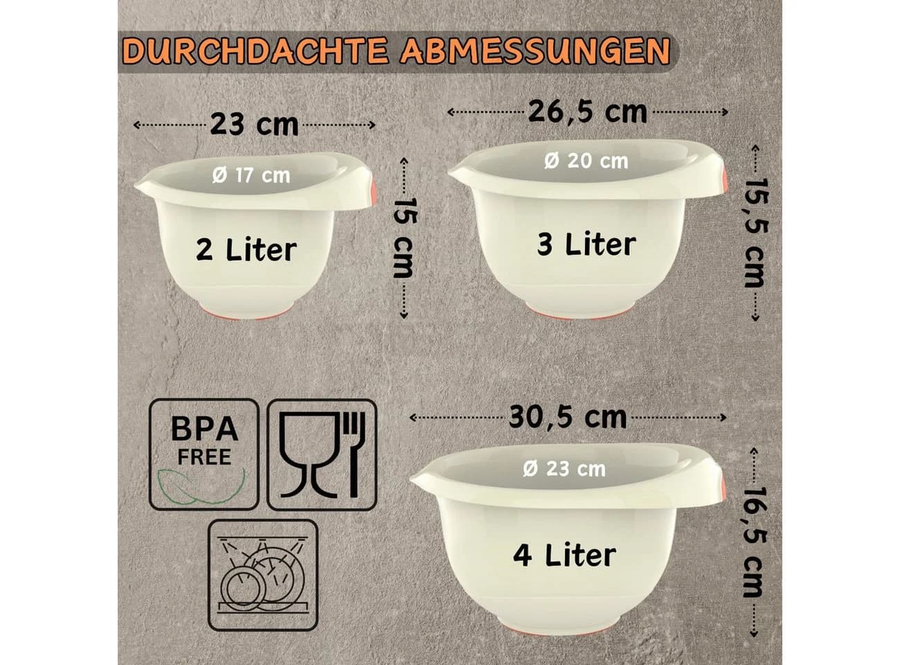 Engelland Rührschüssel 3er Set Grün Kunststoff Stapelbar