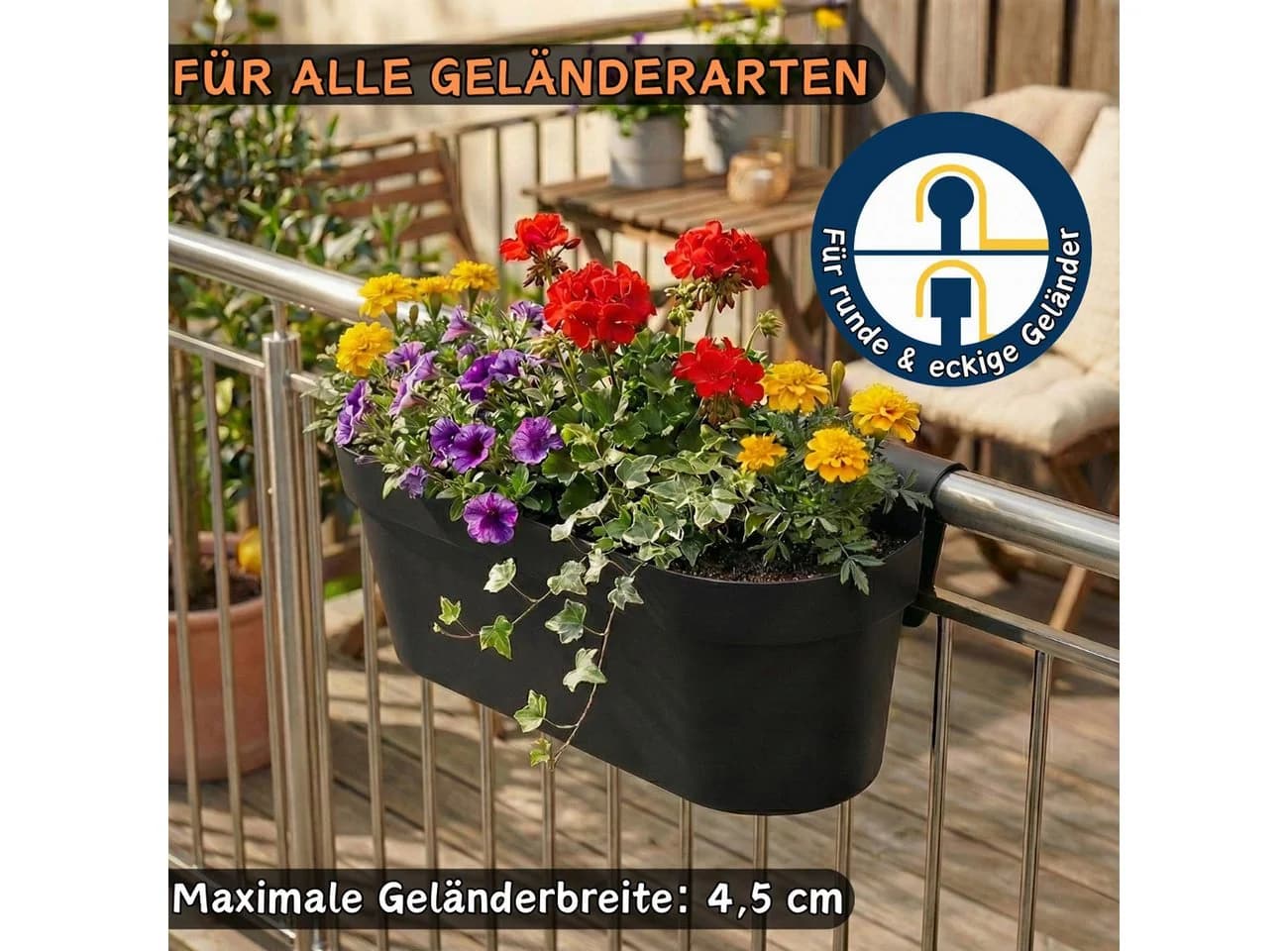 Engelland Balkonkasten Blumenkasten mit Wasserspeicher & Drainagesystem