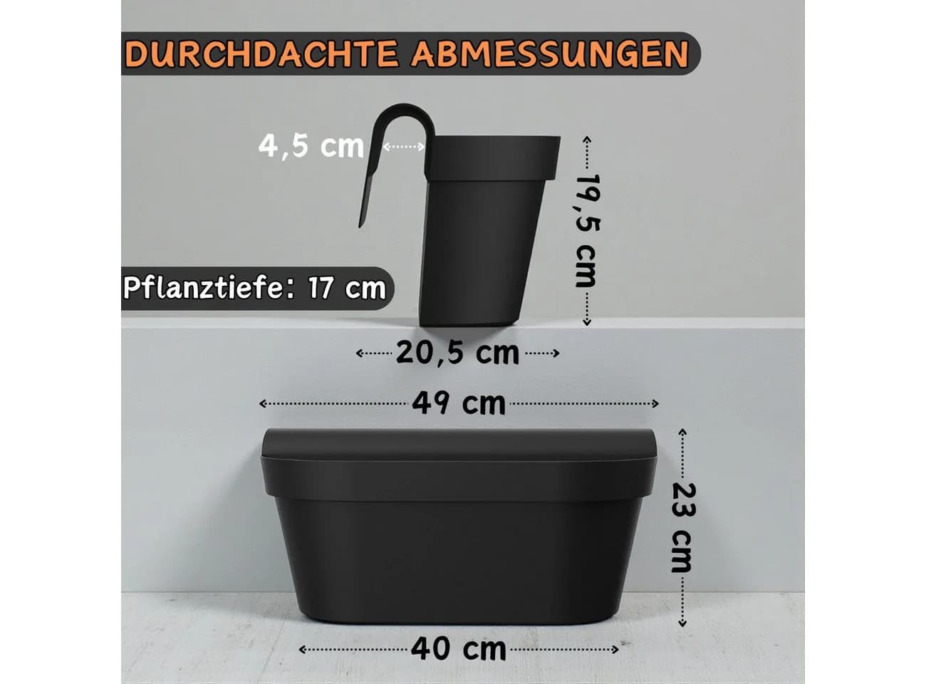 Engelland Balkonkasten Blumenkasten mit Wasserspeicher & Drainagesystem - Bild 3
