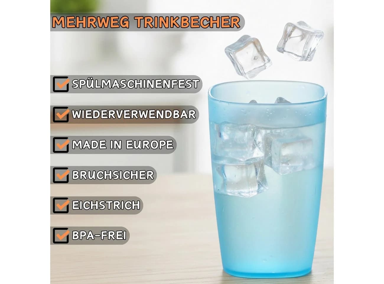 Engelland Mehrwegbecher Set 5-tlg. 250 ml Kunststoff BPA-frei Frostoptik - Bild 3