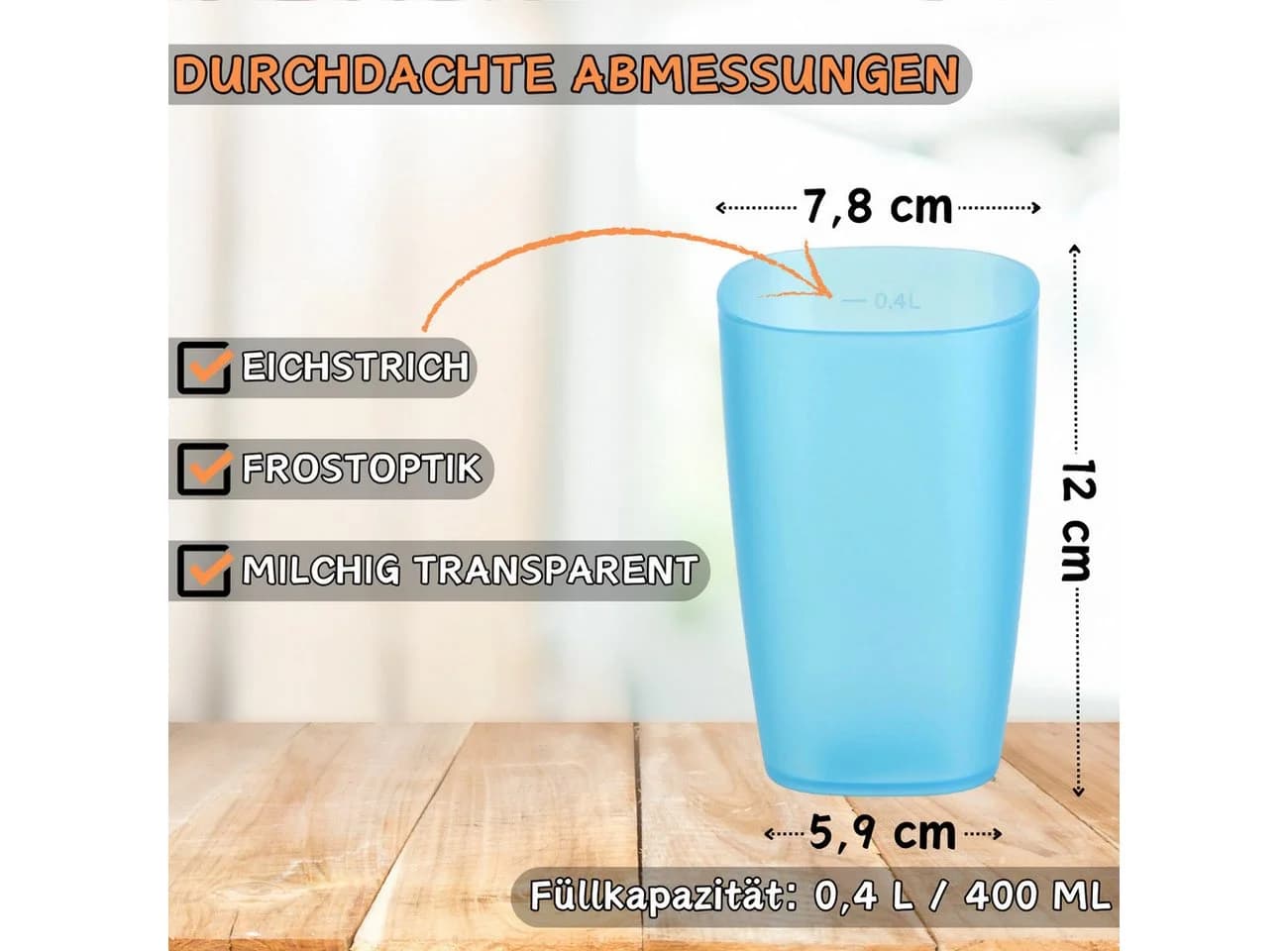 Engelland Mehrwegbecher Set 10-tlg. 400 ml Kunststoff BPA-frei Frostoptik