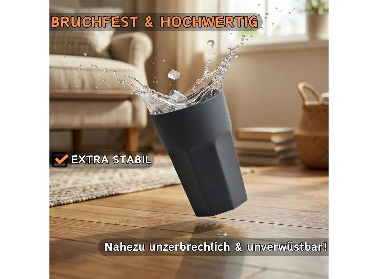 Engelland Mehrwegbecher 6-tlg. Kunststoff Pastell Grau 250 ml - Bild 5